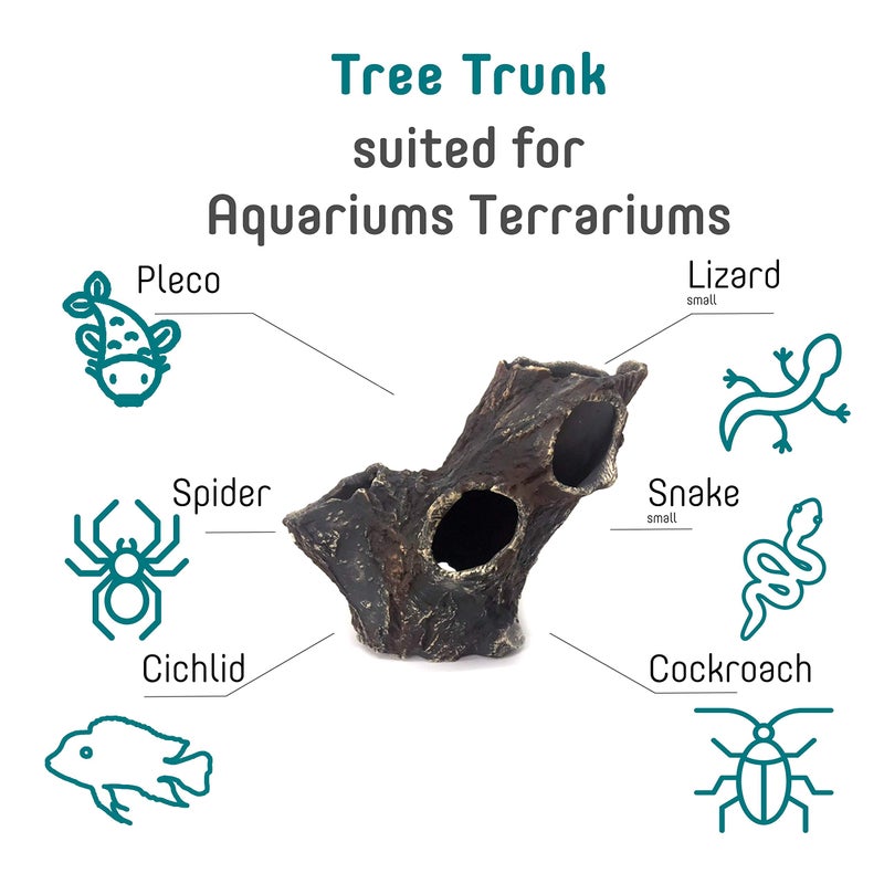 Plecoceramics Aquarium Cave - Ceramic Betta Fish Tank Decor - Natural Aquarium Decor - Large Reptile Hide - Fish cave Hideout - Snake Hide - Cave for Cichlids and plecos (Tree Trunk) - Image 3